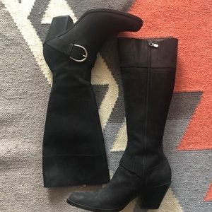 Black Suede Leather Western cowboy Boots